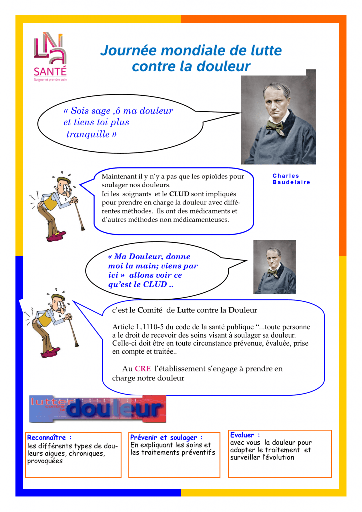 Affiche du CLUD pour journée mondiale de luttre contre la douleur